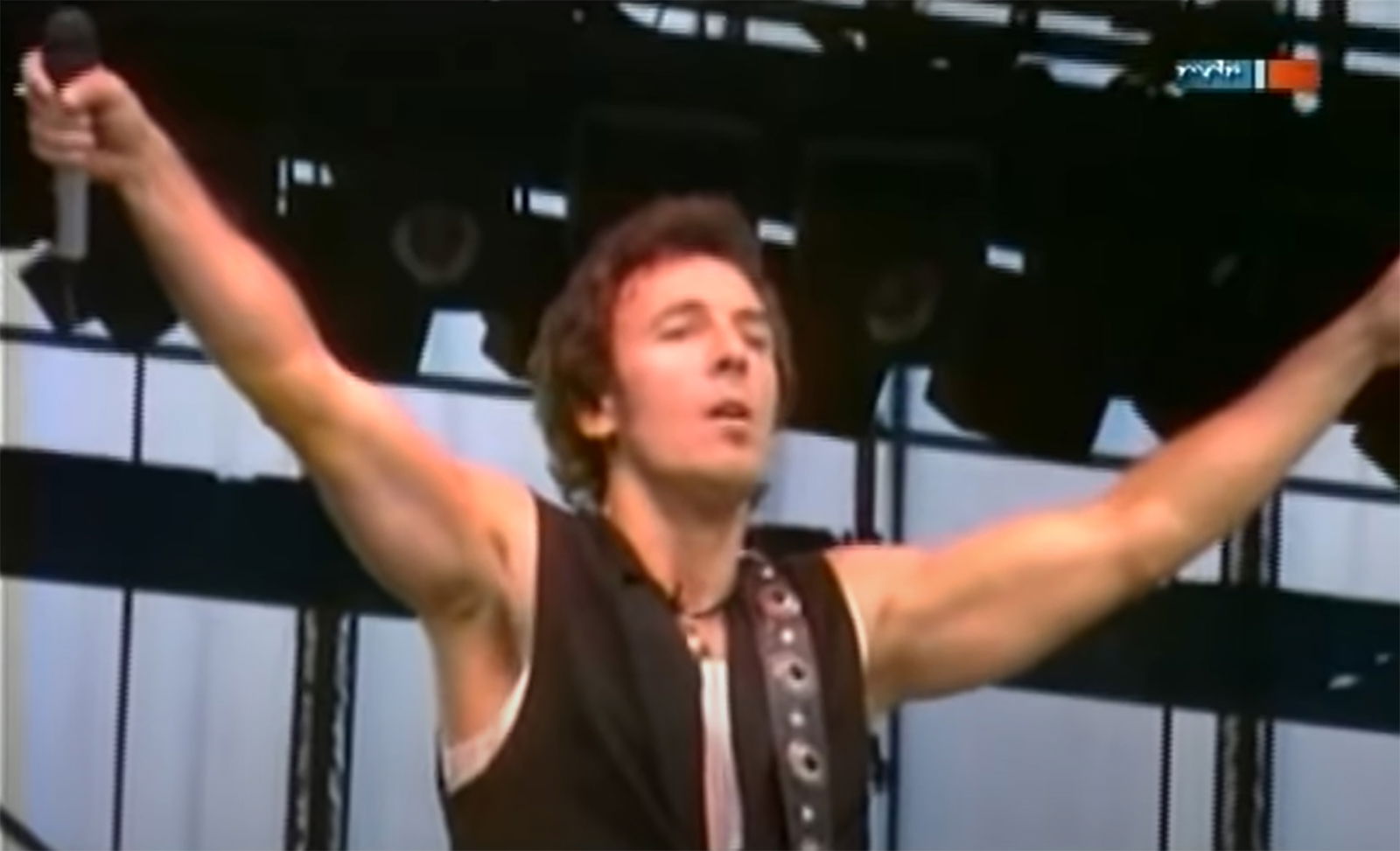 Bruce Springsteen am 19. Juli 1988 auf der Radrennbahn Weißensee