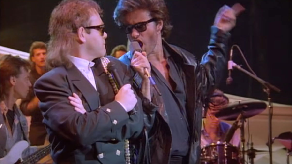 Elton John & George Michael im "Wrap Her Up"-Musikvideo (1985)