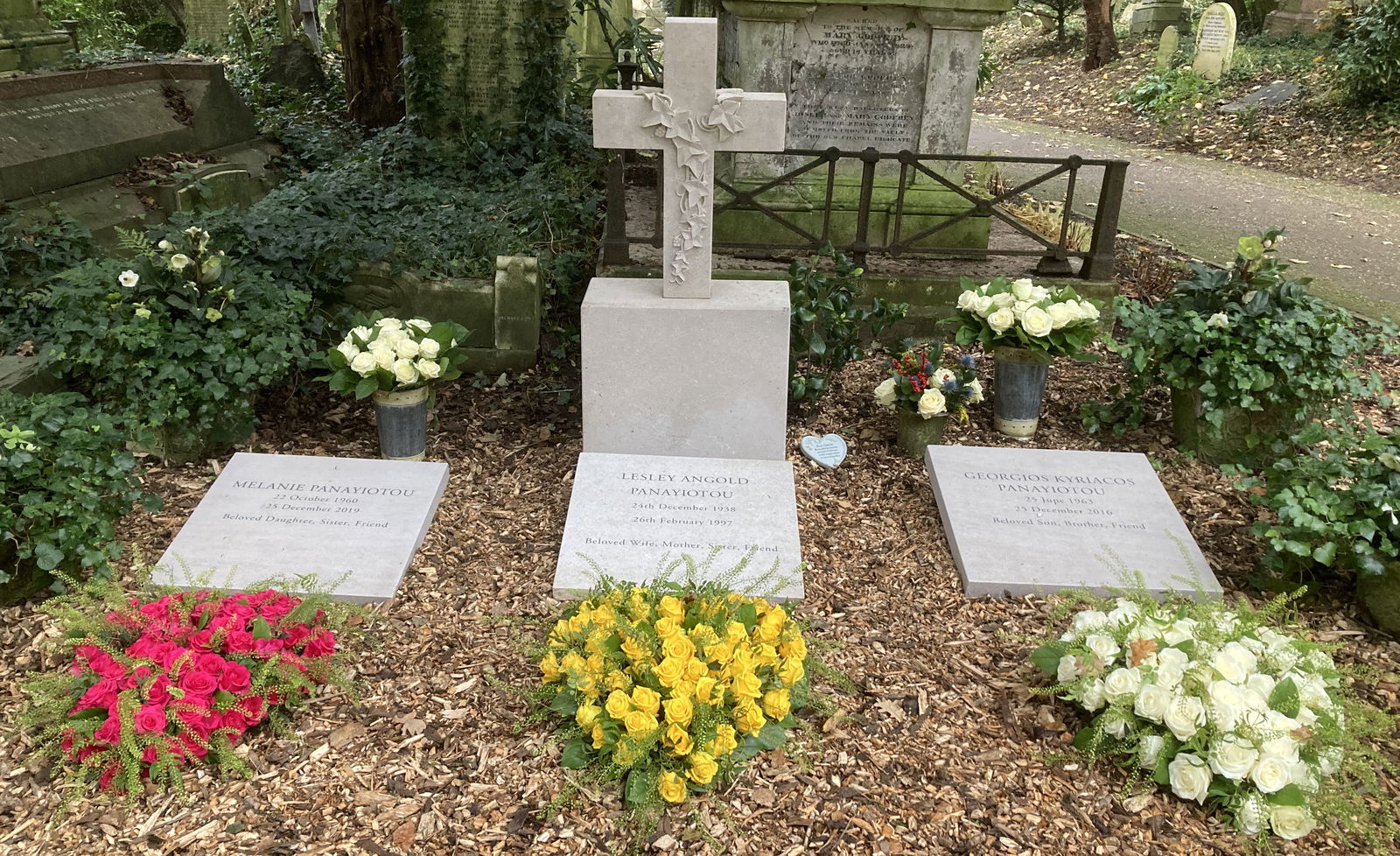 George Michaels Grab neben seiner Mutter und seiner Schwester auf dem Highgate Friedhof