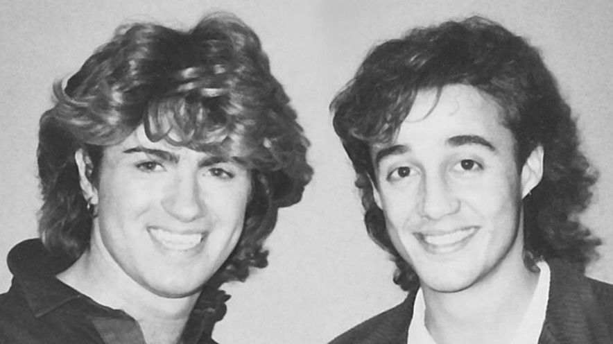 George Michael (links) und Andrew Ridgeley (rechts) als Wham! (ca 1984/1985)