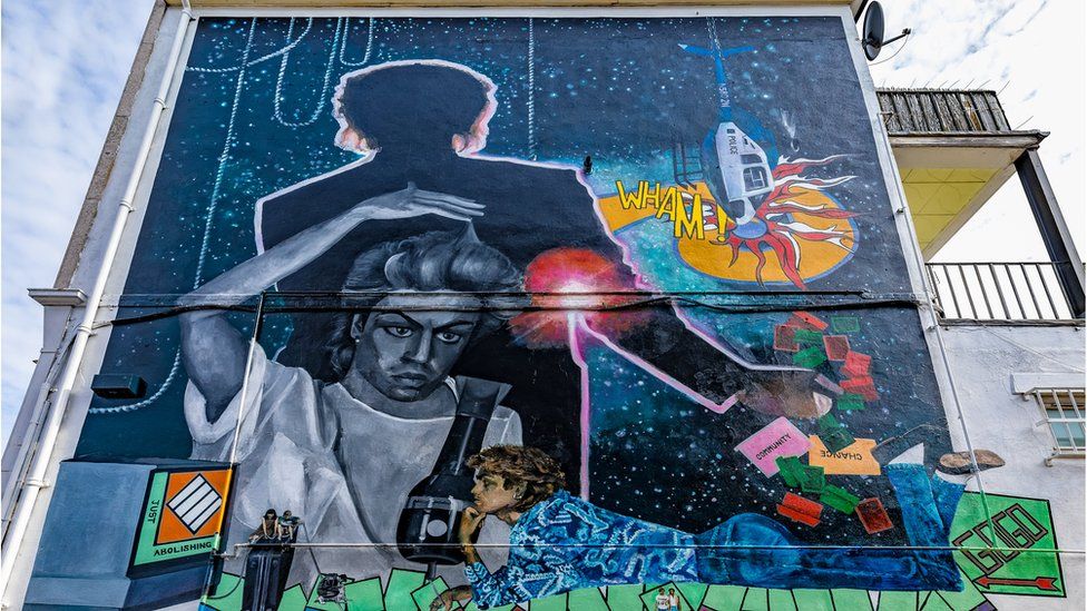 Wandgemälde von George Michael in Kingsbury, London