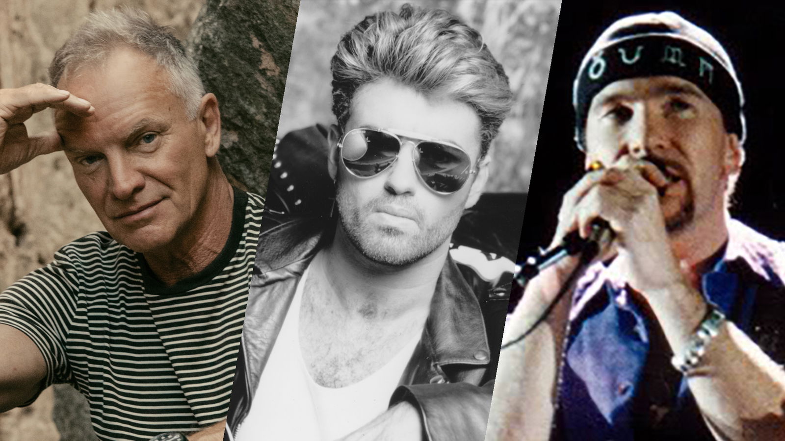Sting, George Michael & The Edge von U2