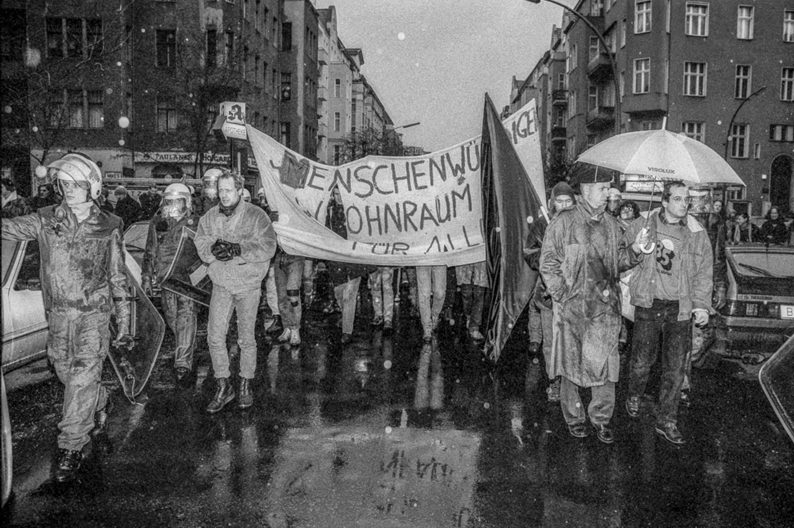 Mieterprotest 1989 am Heinrichplatz in Berlin-Kreuzberg