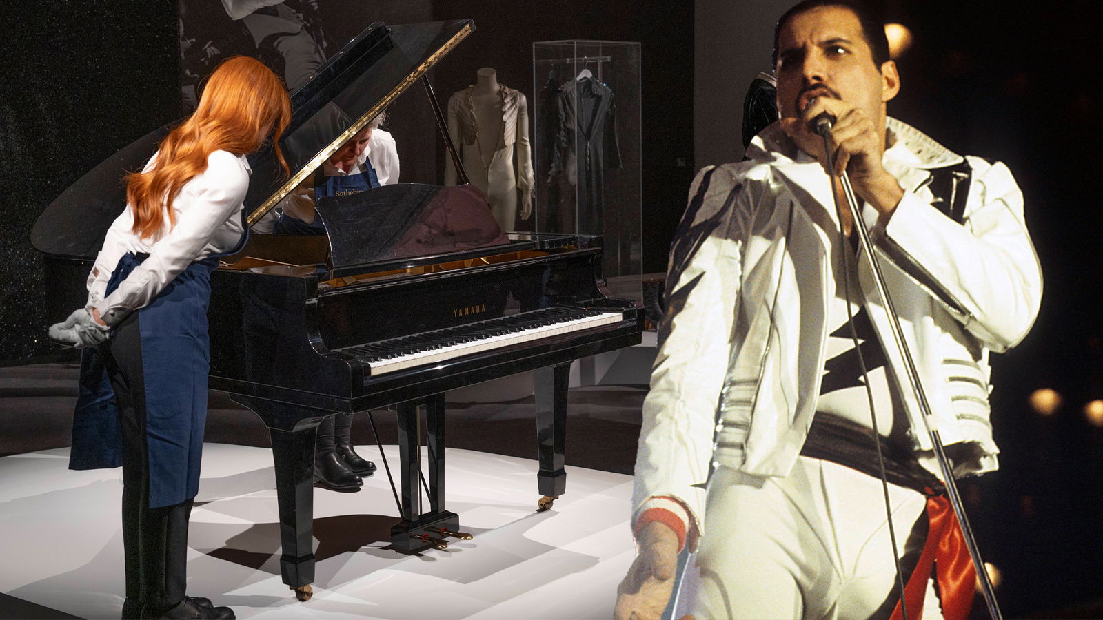 Freddie Mercurys Klavier bei Sotheby's (2023) & Freddie Mercury (1984)