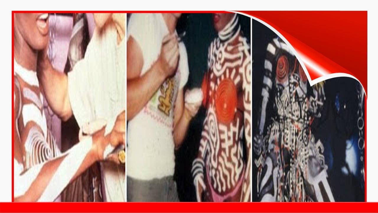 Behind The Scenes Photo Of Grace Jones Painted With Keith Haring'S Tribal Patterns In The 1980S !
