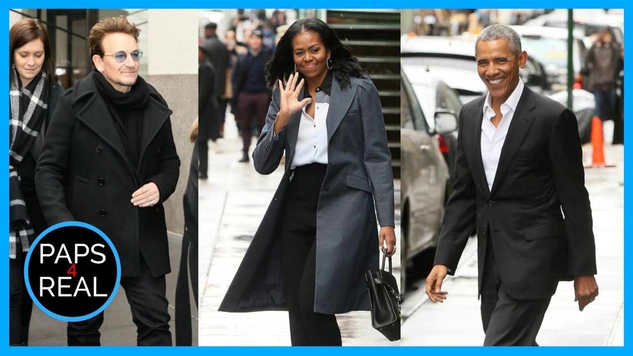 Barack and Michelle Obama meet Bono U2 for lunch in NYC